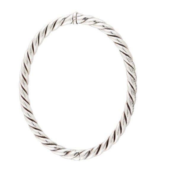 DAVID YURMAN DIAMOND STERLING SILVER 925 HINGED STAX CABLE BRACELET - Picture 6 of 8